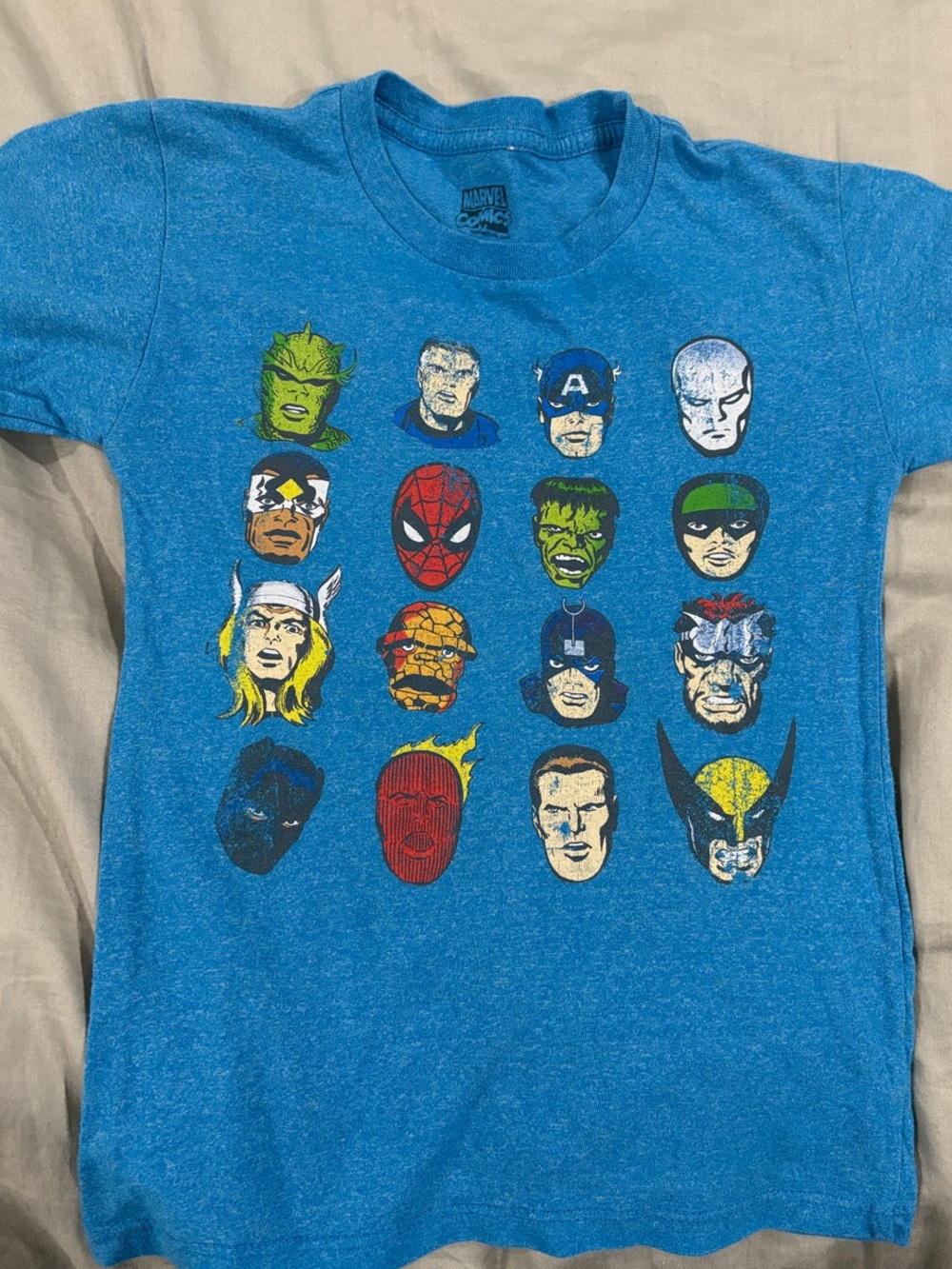 Marvel Kids Superhero Face Graphic Tee in Blue